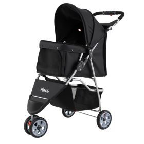 3 Wheel Pet Stroller for Small Dogs Cats up to 33 LBS (Color: Black) 3 Wheel Pet Stroller for Small Dogs Cats up to 33 LBS (Color: Black)